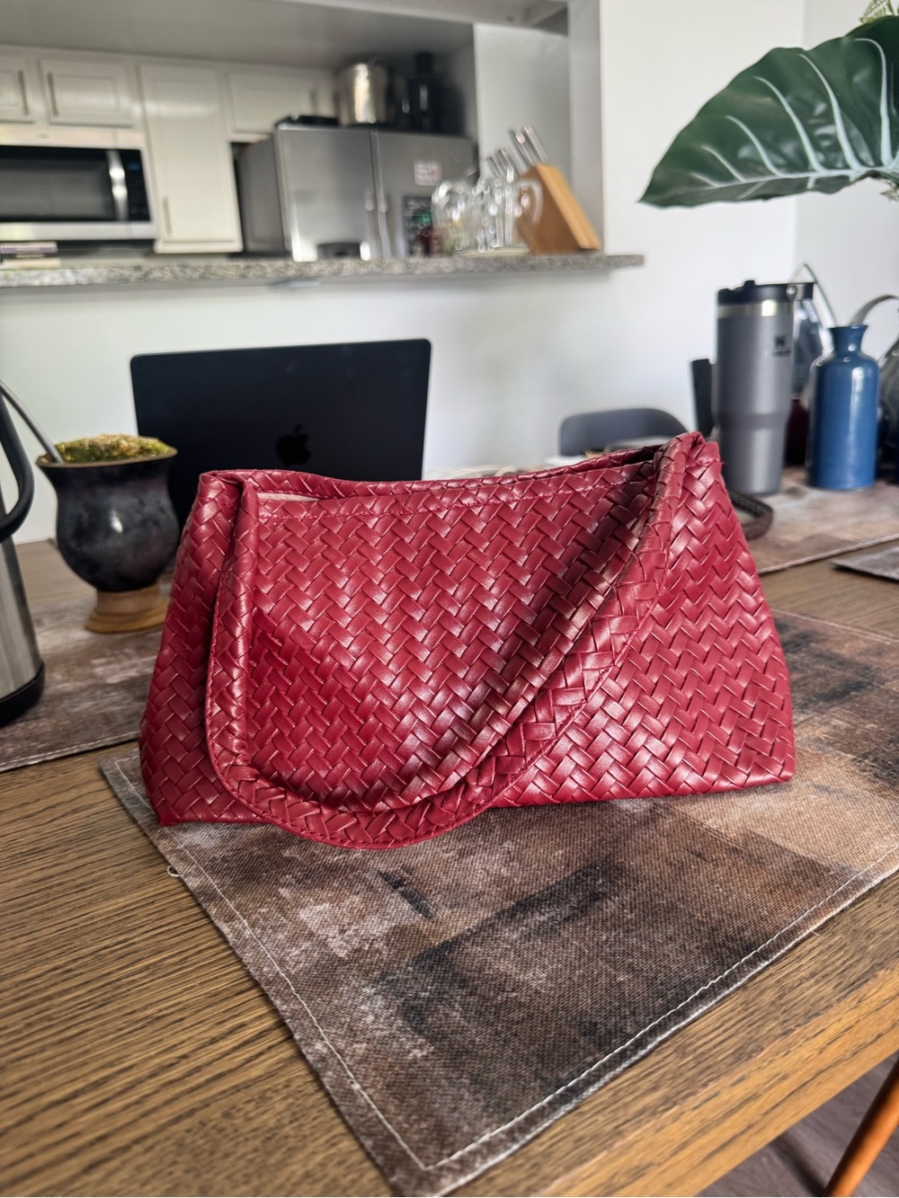 Woven Red Shoulder Bag